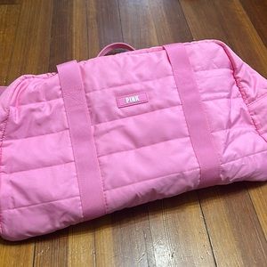 Pink duffel bag
